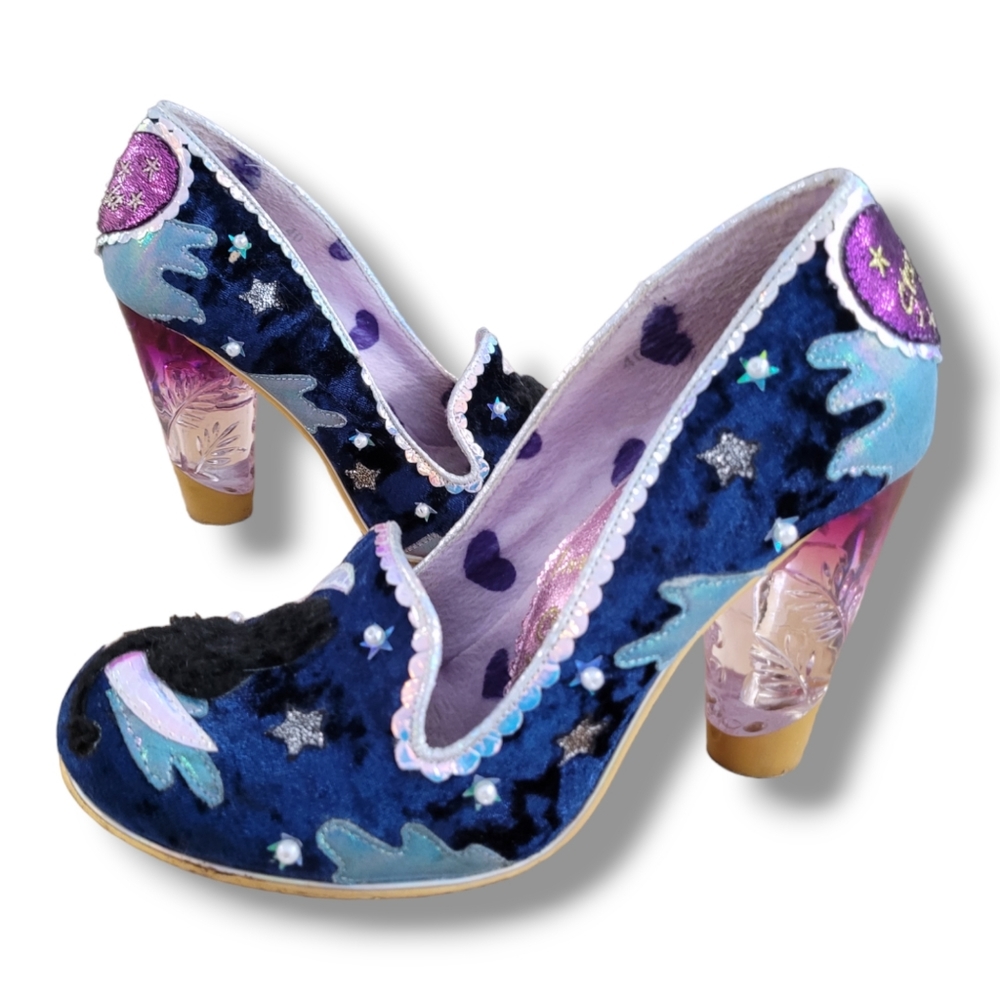 IRREGULAR CHOICE Stars At Night Black Cat Shoes 40 - Picture 7 of 8